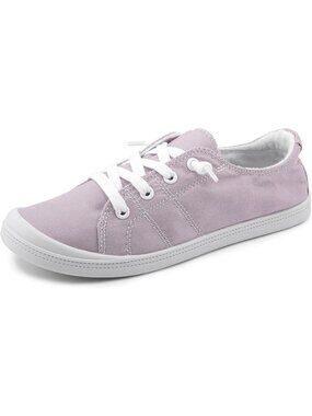 Women's Taro Purple Canvas Low Top Classic Non Slip Rubber Outsole Flat Sneakers